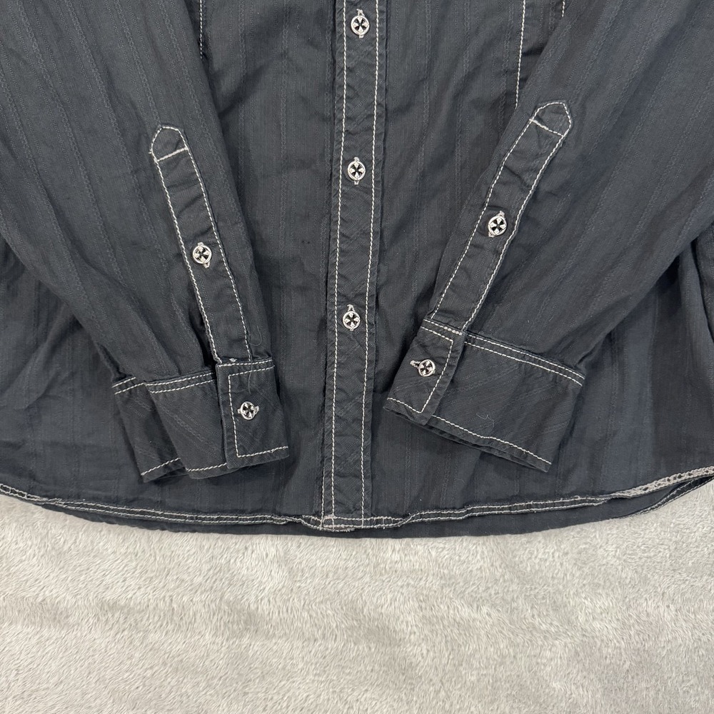 Affliction Shirt Mens XL Black Premium Buckle Western Cowboy Embroidered Stretch - Picture 11 of 16